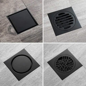 Modern black brass bathroom floor drains 