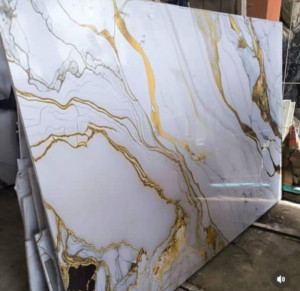 Calacatta Gold style Stone slabs is suitable for kitchen coutertops, tables, walls, and floors