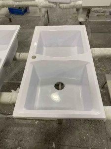 white double bowl granite composite Kitchen sink