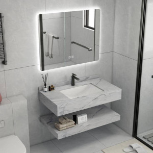 Modern Bathroom vanity is a sintered stone and rock plate washbasin set
