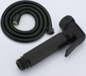 matte black handheld bidet sprayer set is designed for personal hygiene 