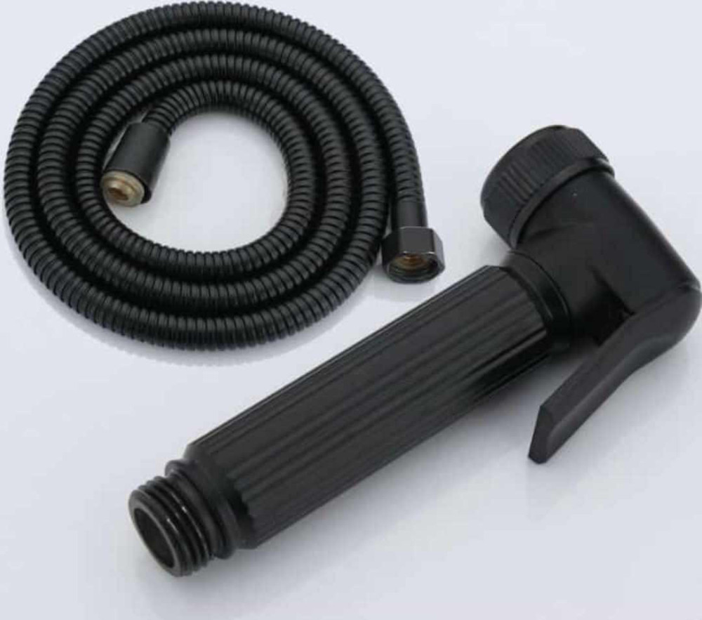 matte black handheld bidet sprayer set is designed for personal hygiene 