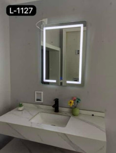 Moern rectangular wall-mounted LED bathroom mirror 