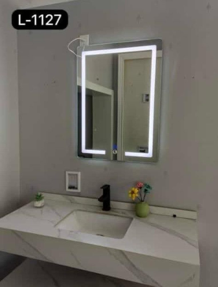 Moern rectangular wall-mounted LED bathroom mirror 