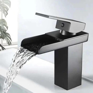 modern black waterfal bathroom faucet