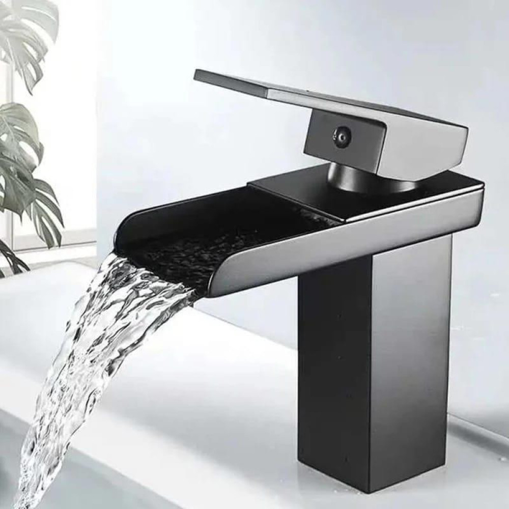 modern black waterfal bathroom faucet