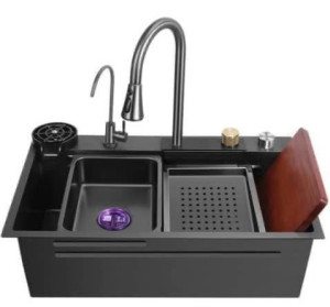 multifunctional black 304 stainless steel workstation kitchen sink