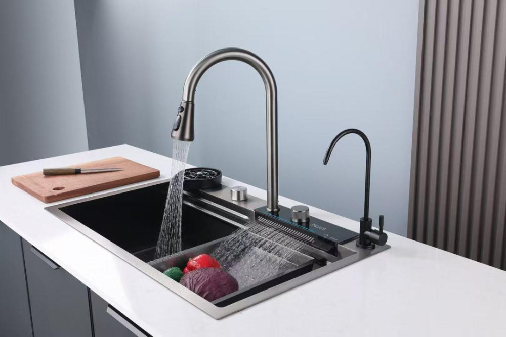 Modern multi-functional stainless steel waterfall Kitchen workstation sink