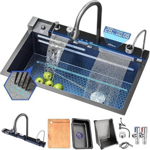 modern multifunctional waterfall Kitchen workstation sink