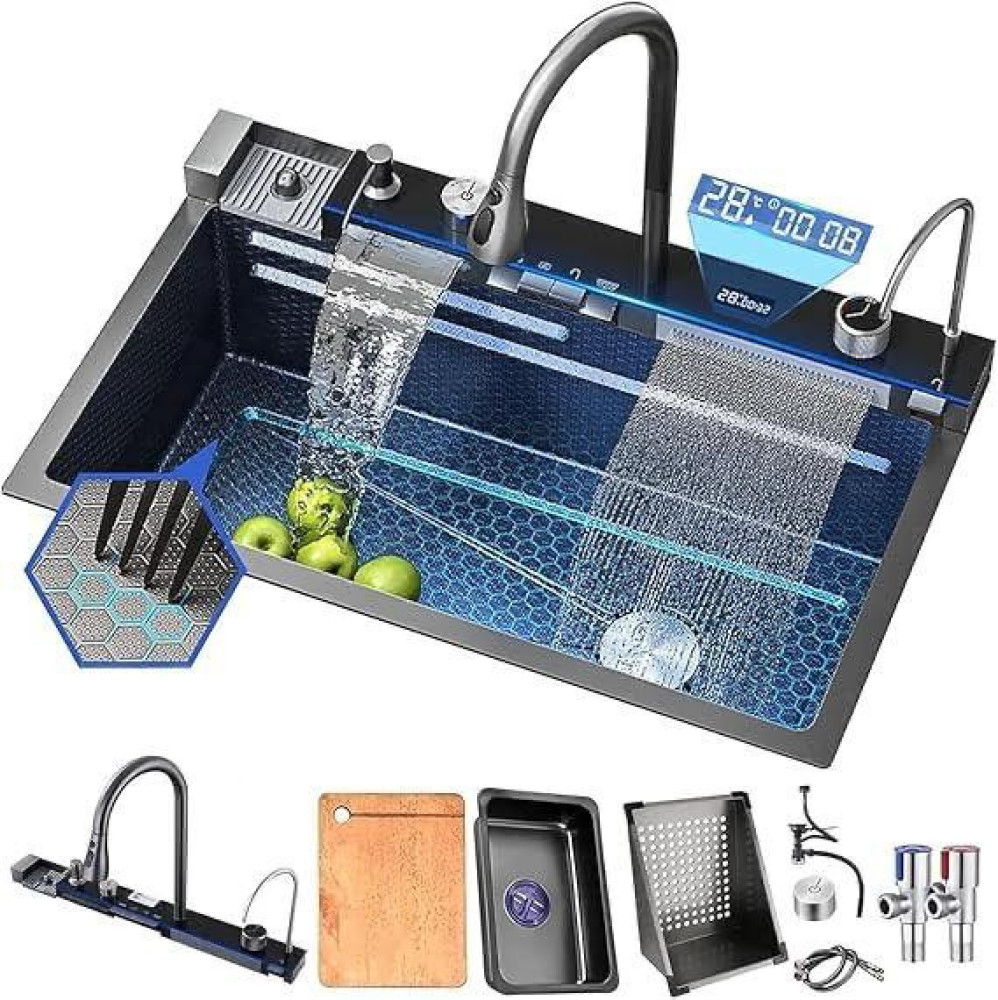 modern multifunctional waterfall Kitchen workstation sink