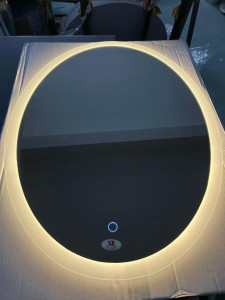 modern round Led-illuminated wall mirror