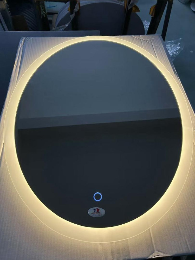 modern round Led-illuminated wall mirror