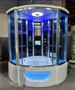 Luxury steam shower and jetted bathtub combo unit