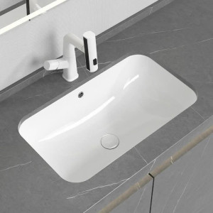 undermout bathroom sink made from white ceramic 