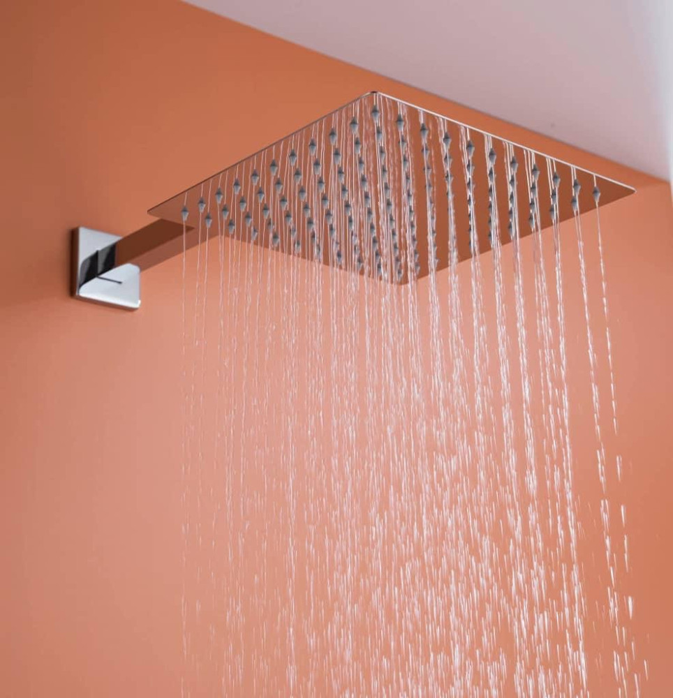 built-in ceiling showerhead, designed to blend seamlessly into the ceiling architecture