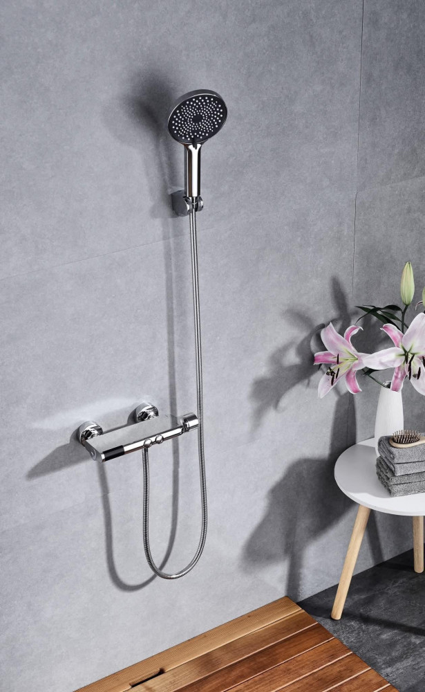 Solepearl thermostatic shower mixer bar valve set