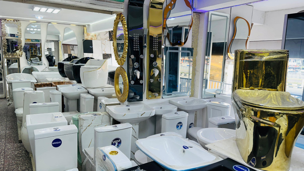 bathroom sanitary, including tilets, wash basins and shower panels 