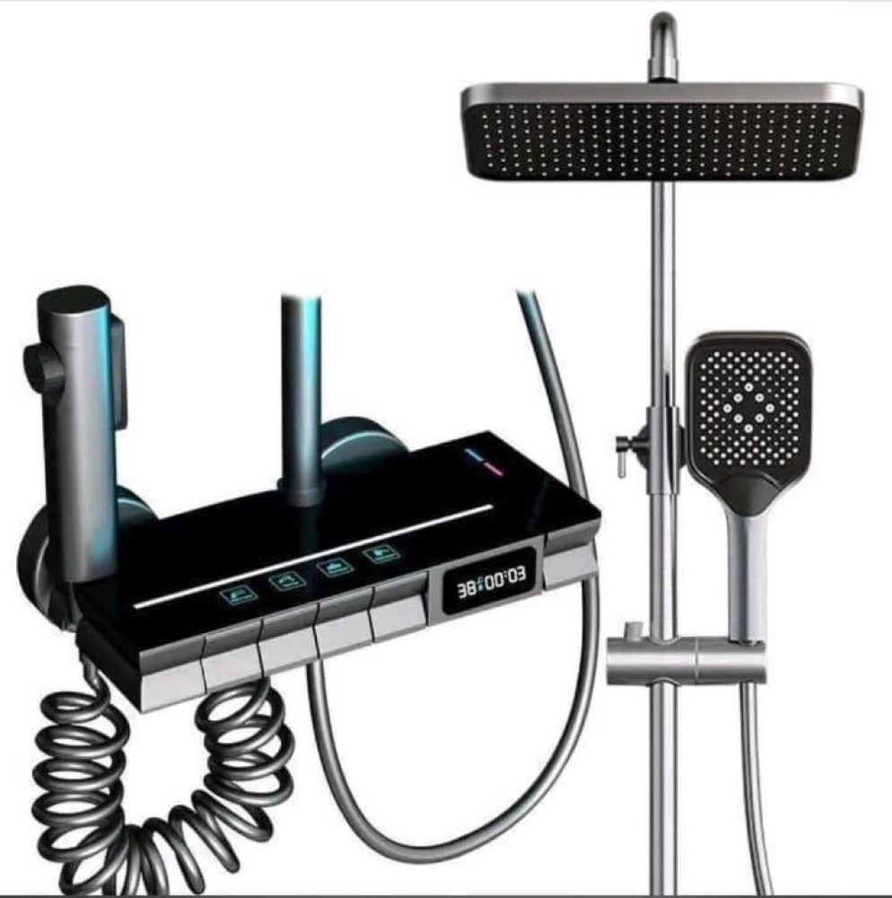 Luxury thermostatic shower set, featuring a digital display and piano button controls
